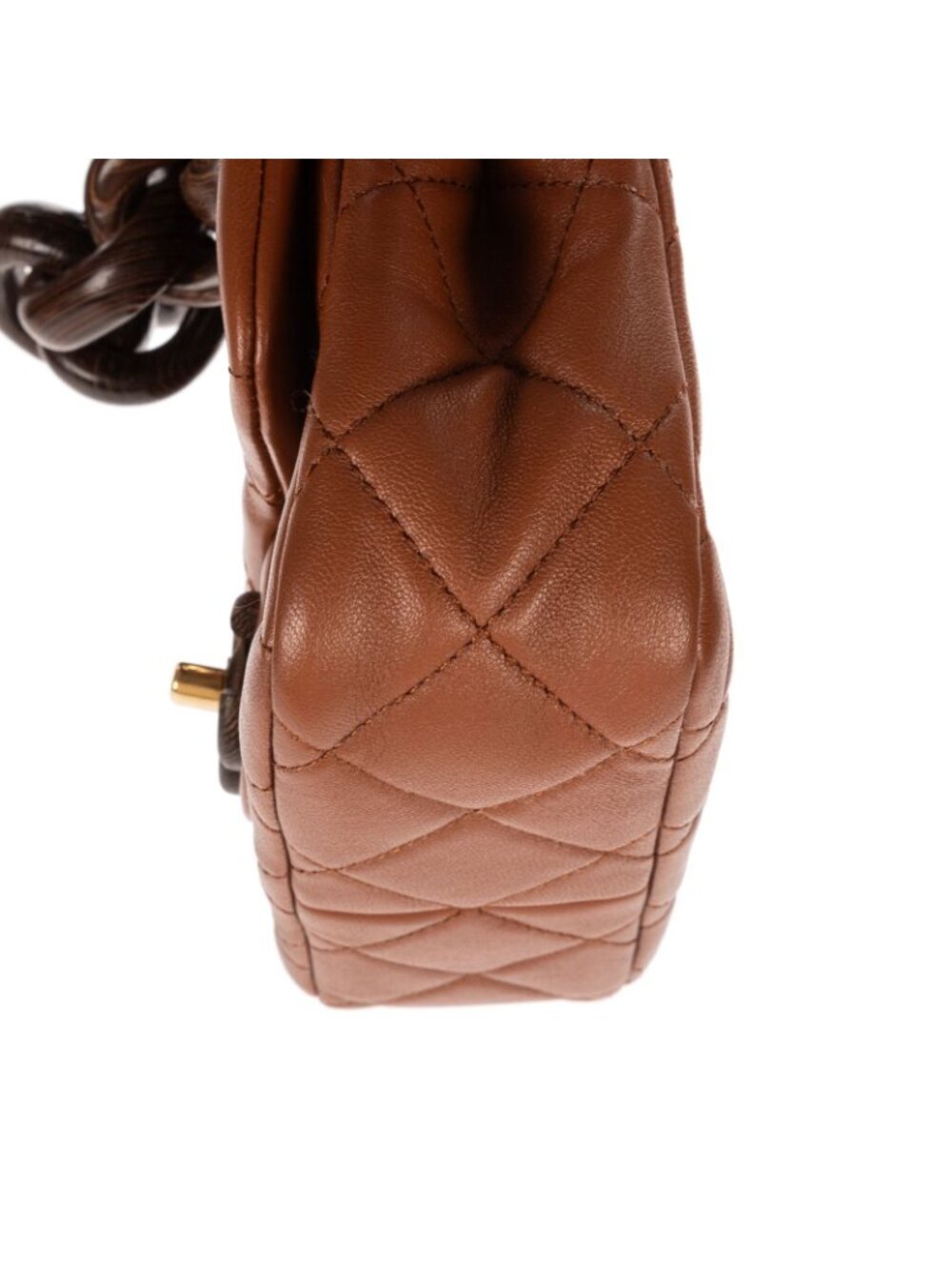 Chanel Mini Wenge Wood Flap Bag Brown Quilted Lambskin Leather - Picture 7 of 11